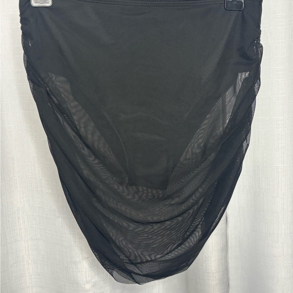Black Sheer Mesh Swim Skirt
